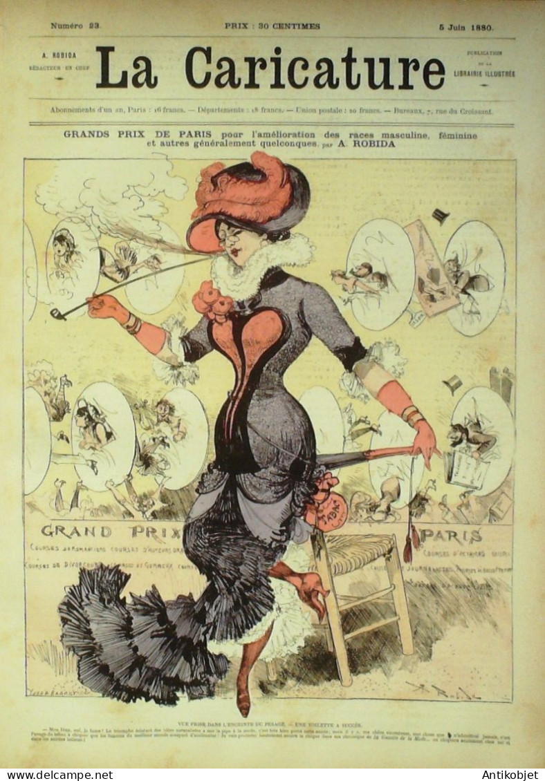 La Caricature 1880 N°  23 GP De Paris Amélioration Des Races Masculines Barret Robida - Zeitschriften - Vor 1900