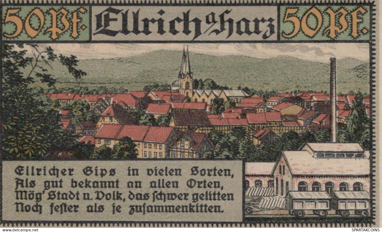 50 PFENNIG 1921 Stadt ELLRICH Saxony UNC DEUTSCHLAND Notgeld Banknote #PB197 - Lokale Ausgaben