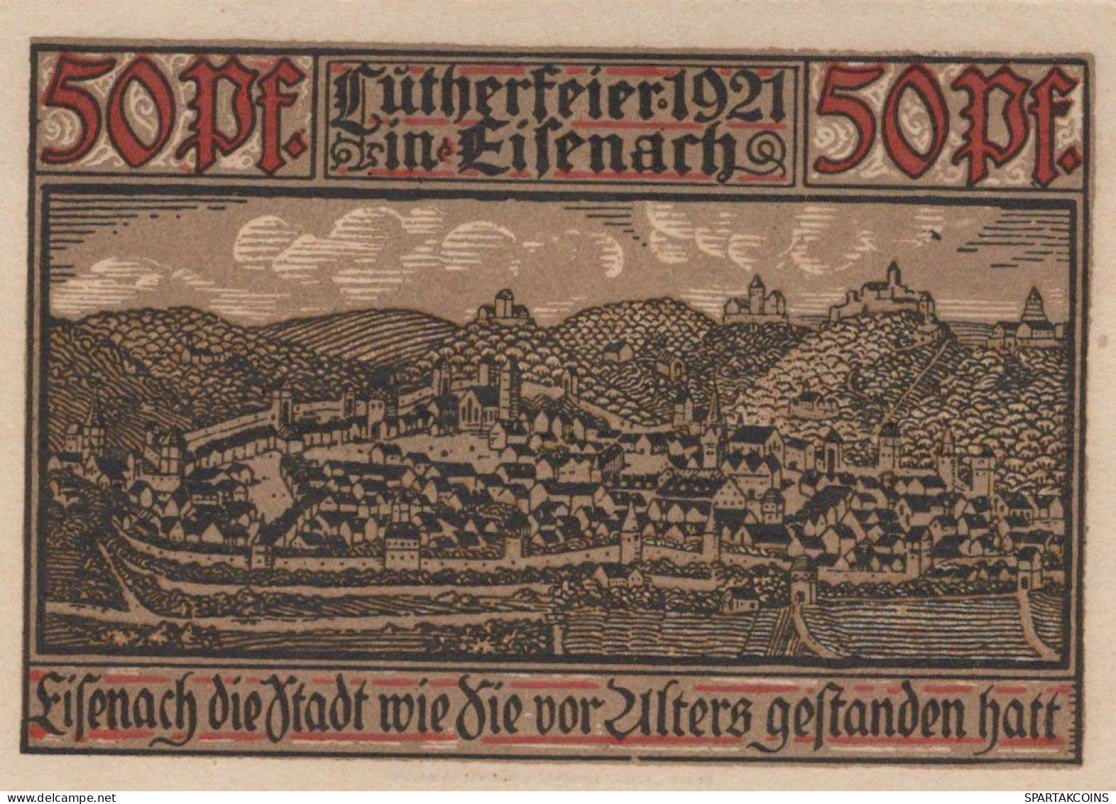 50 PFENNIG 1921 Stadt EISENACH Thuringia UNC DEUTSCHLAND Notgeld Banknote #PC412 - [11] Emisiones Locales