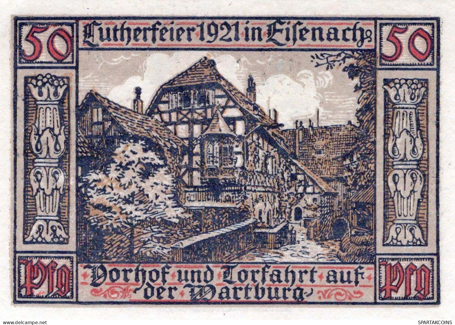 50 PFENNIG 1921 Stadt EISENACH Thuringia UNC DEUTSCHLAND Notgeld Banknote #PB120 - [11] Emisiones Locales