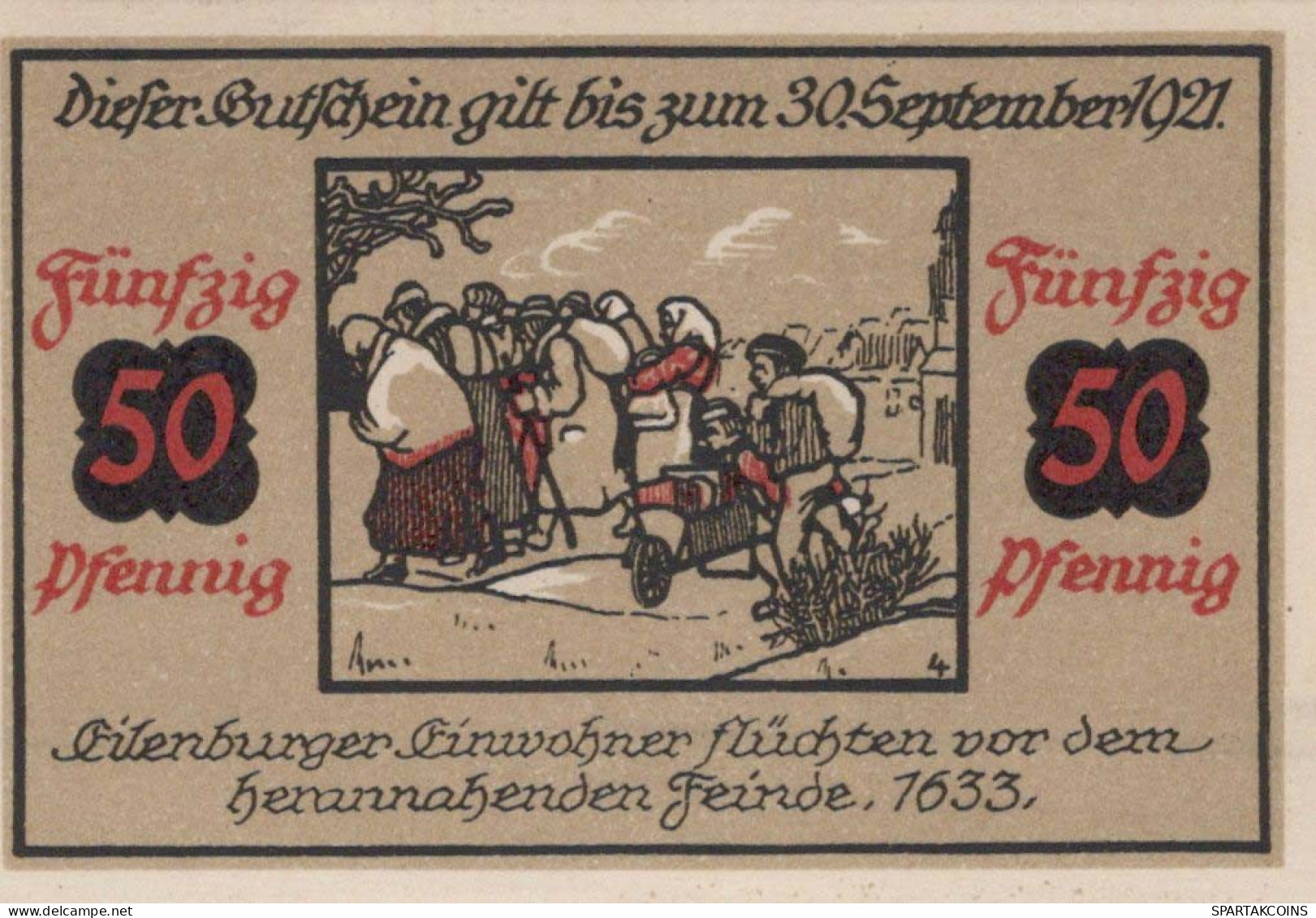 50 PFENNIG 1921 Stadt EILENBURG Saxony UNC DEUTSCHLAND Notgeld Banknote #PB080 - [11] Local Banknote Issues