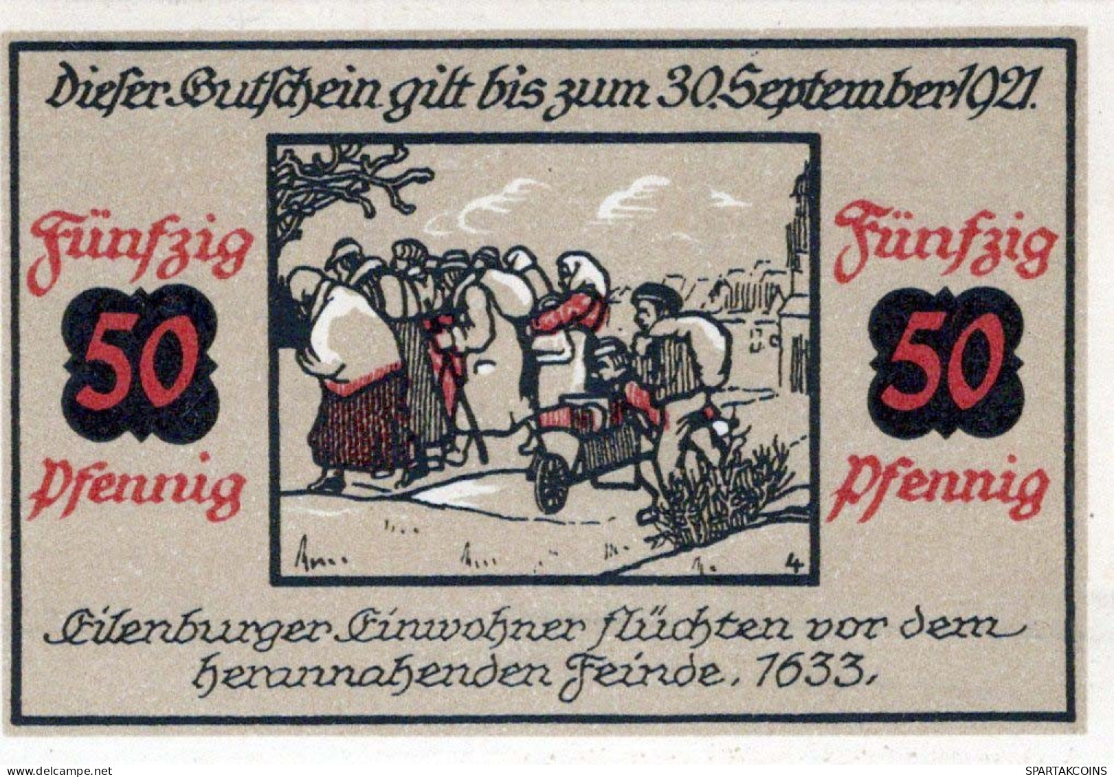 50 PFENNIG 1921 Stadt EILENBURG Saxony UNC DEUTSCHLAND Notgeld Banknote #PB080 - [11] Local Banknote Issues