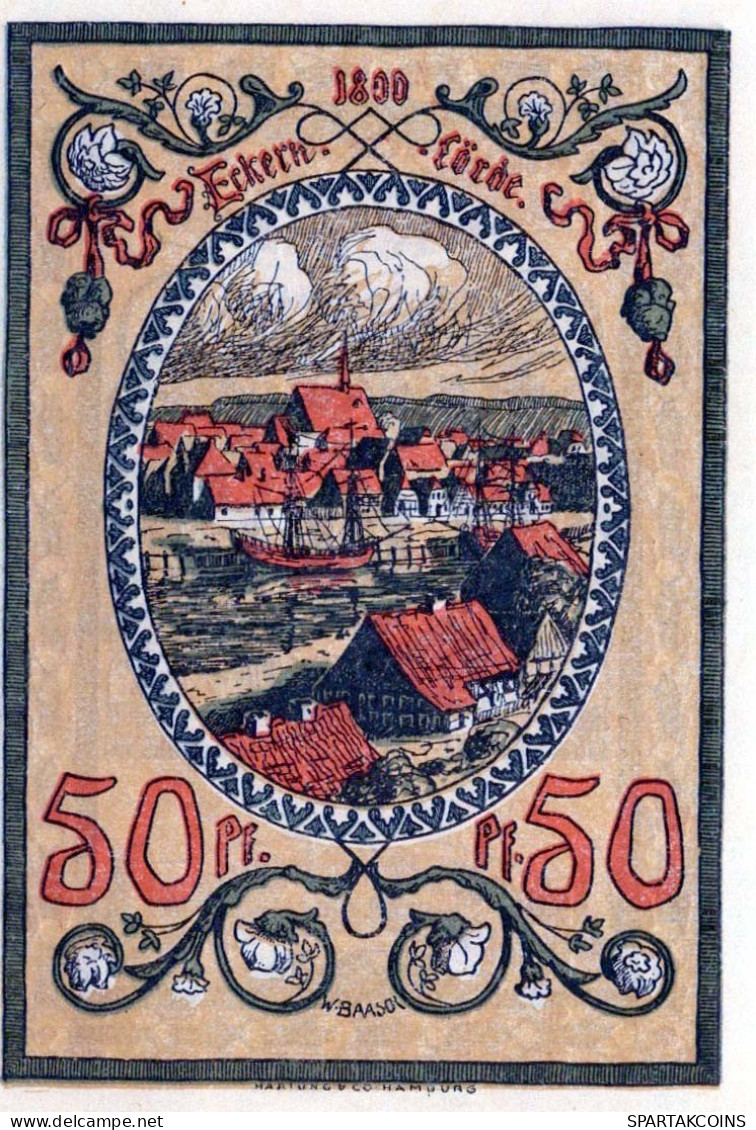 50 PFENNIG 1921 Stadt ECKERNFoRDE Schleswig-Holstein UNC DEUTSCHLAND #PB024 - [11] Local Banknote Issues