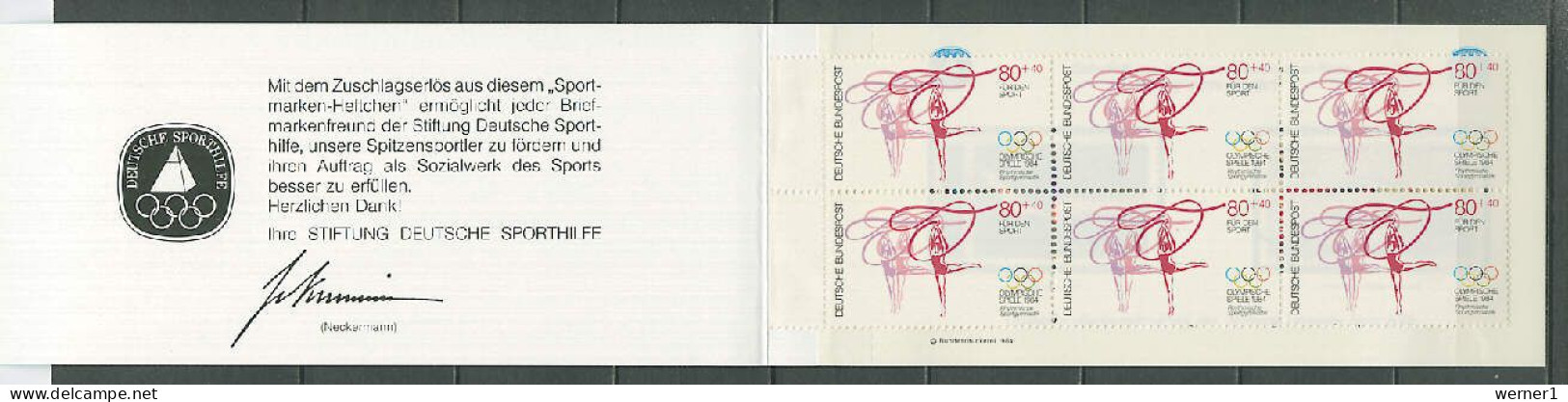 Germany 1984 Olympic Games Los Angeles, Gymnastics Stamp Booklet With 6 Stamps + Vignette MNH - Ete 1984: Los Angeles
