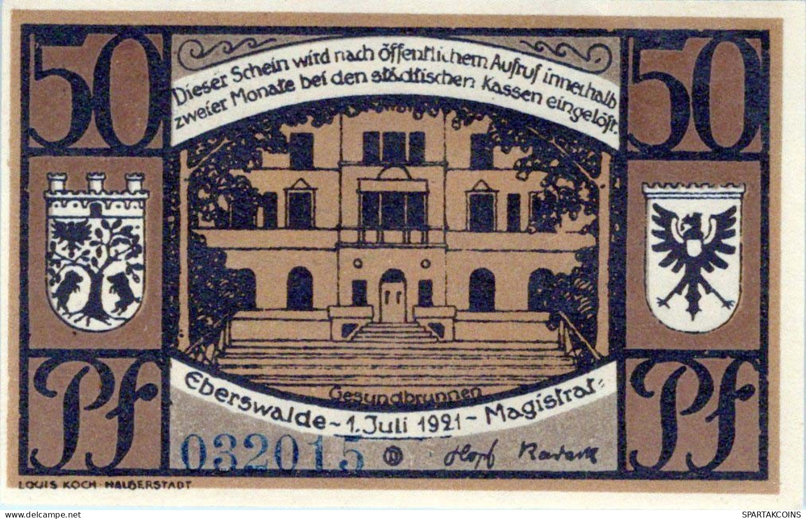 50 PFENNIG 1921 Stadt EBERSWALDE Brandenburg UNC DEUTSCHLAND Notgeld #PB018.V - [11] Local Banknote Issues