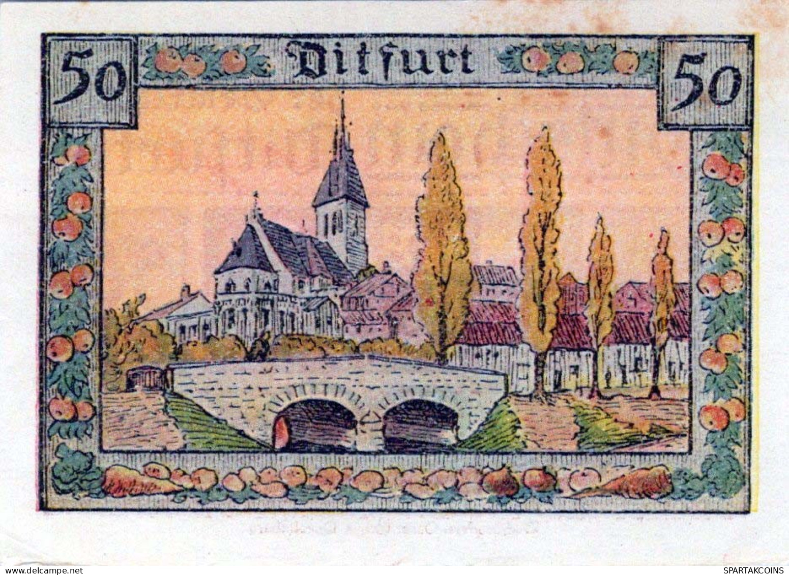 50 PFENNIG 1921 Stadt DITFURT Saxony UNC DEUTSCHLAND Notgeld Banknote #PA466 - [11] Lokale Uitgaven