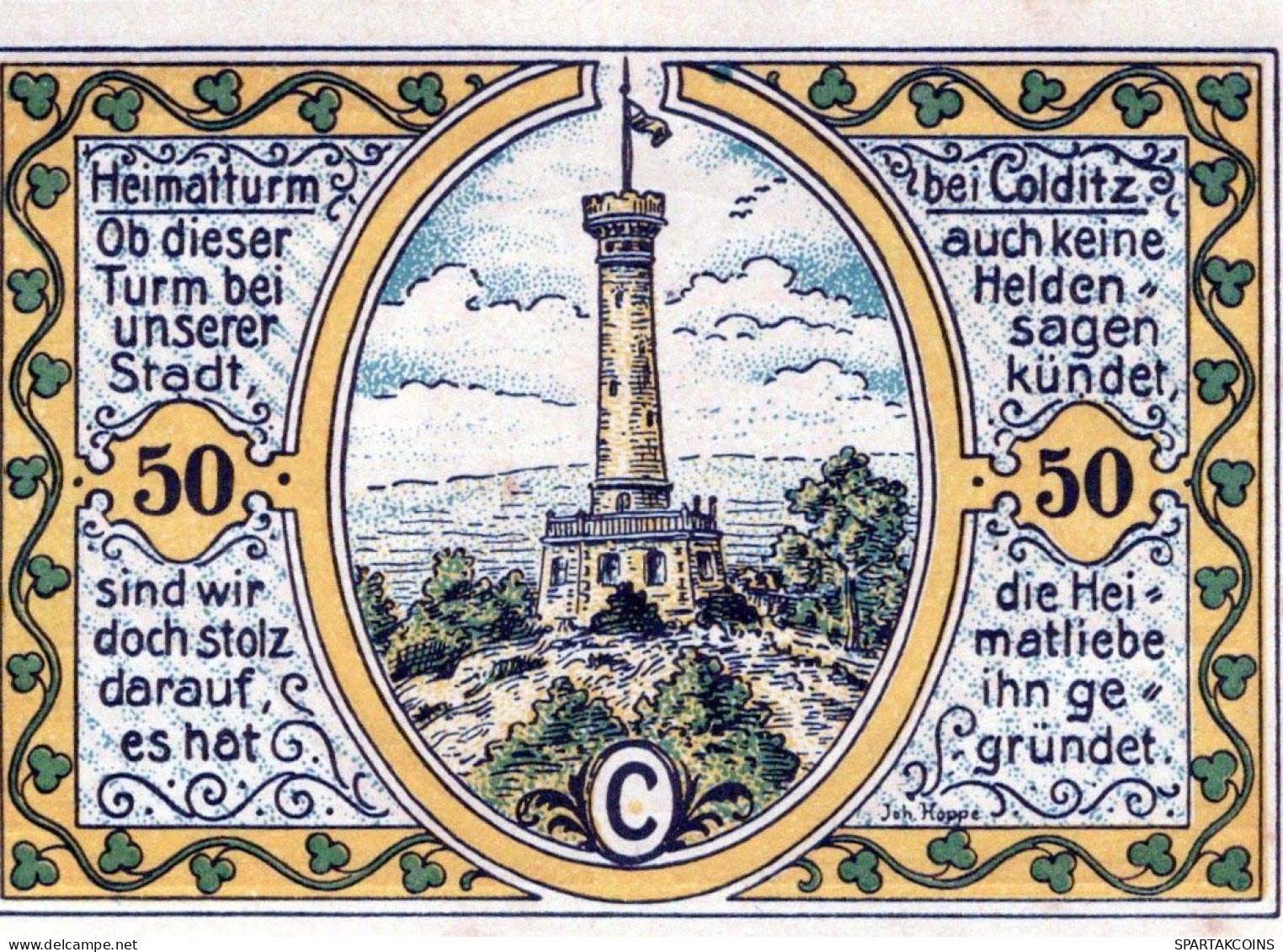 50 PFENNIG 1921 Stadt COLDITZ Saxony UNC DEUTSCHLAND Notgeld Banknote #PA405 - [11] Emissions Locales