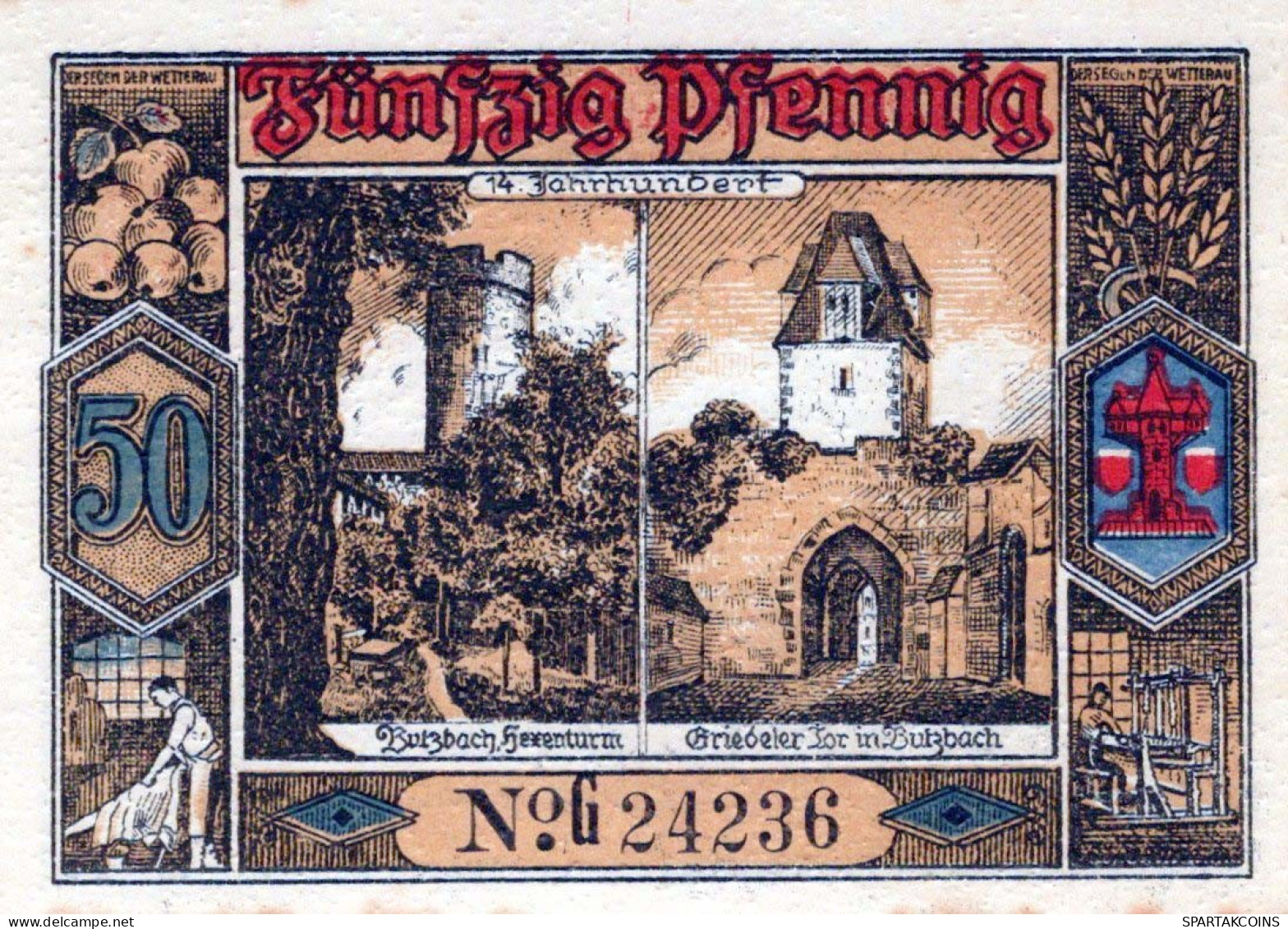 50 PFENNIG 1921 Stadt BUTZBACH Hesse UNC DEUTSCHLAND Notgeld Banknote #PA358 - [11] Lokale Uitgaven