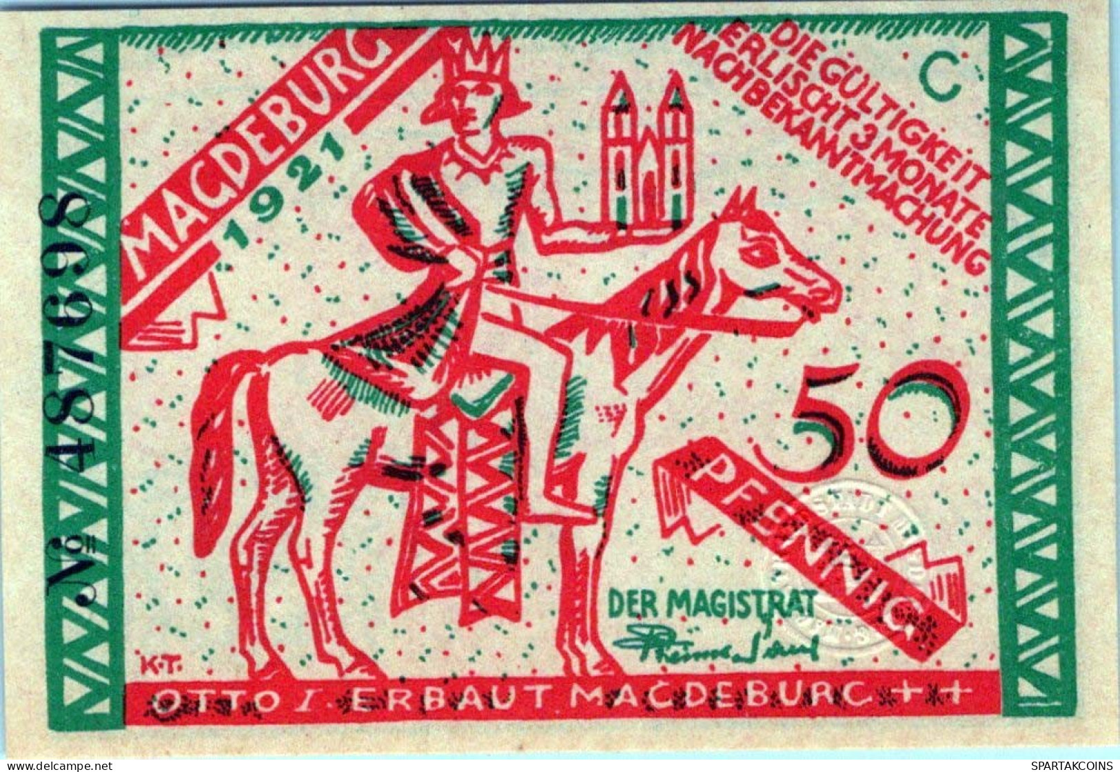 50 PFENNIG 1921 Stadt BURG BEI MAGDEBURG Saxony UNC DEUTSCHLAND Notgeld #PC294 - [11] Lokale Uitgaven