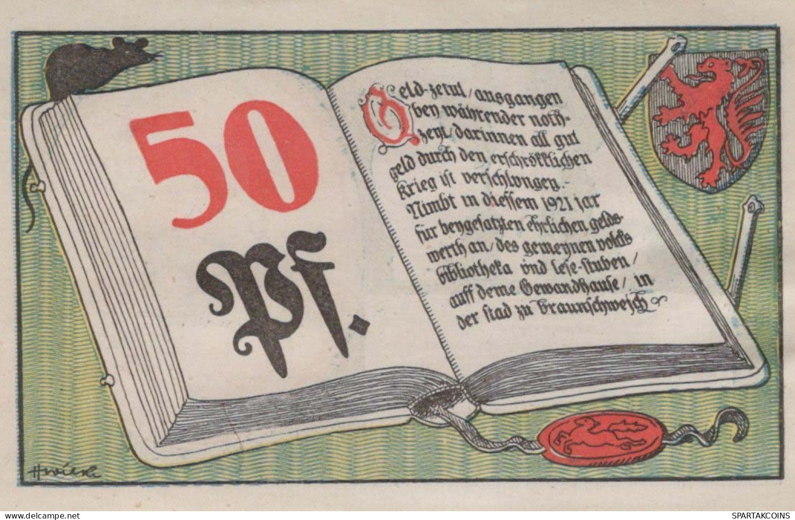 50 PFENNIG 1921 Stadt BRUNSWICK Brunswick DEUTSCHLAND Notgeld Banknote #PF525 - Lokale Ausgaben