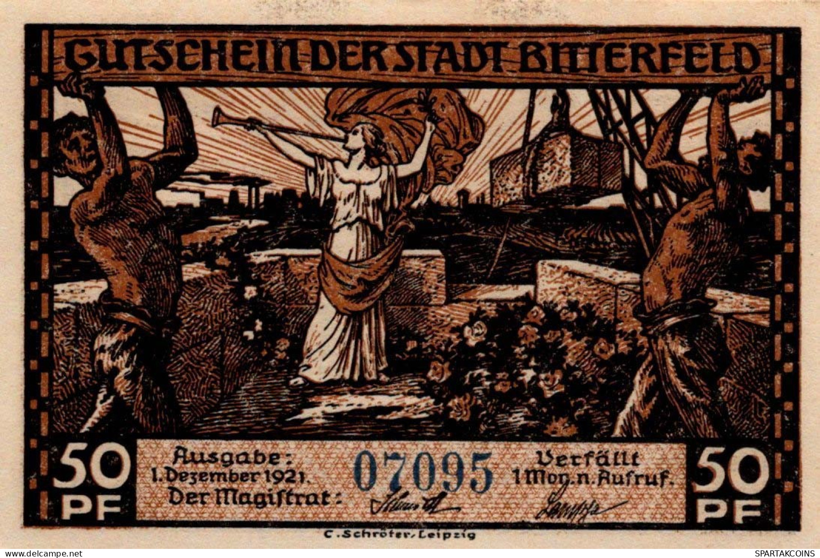 50 PFENNIG 1921 Stadt BITTERFIELD Westphalia UNC DEUTSCHLAND Notgeld #PA224 - [11] Lokale Uitgaven