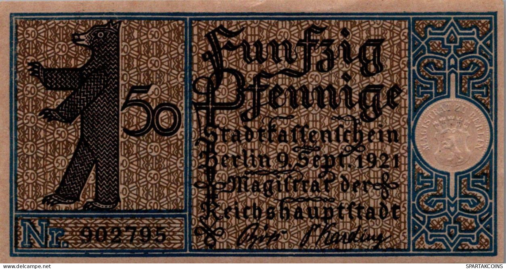 50 PFENNIG 1921 Stadt BERLIN UNC DEUTSCHLAND Notgeld Banknote #PA181 - [11] Emisiones Locales