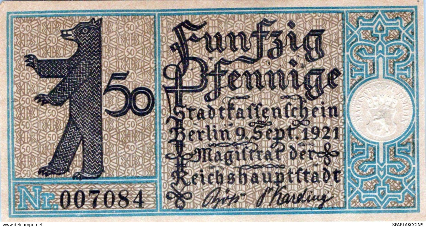 50 PFENNIG 1921 Stadt BERLIN DEUTSCHLAND Notgeld Banknote #PF550 - [11] Emissioni Locali