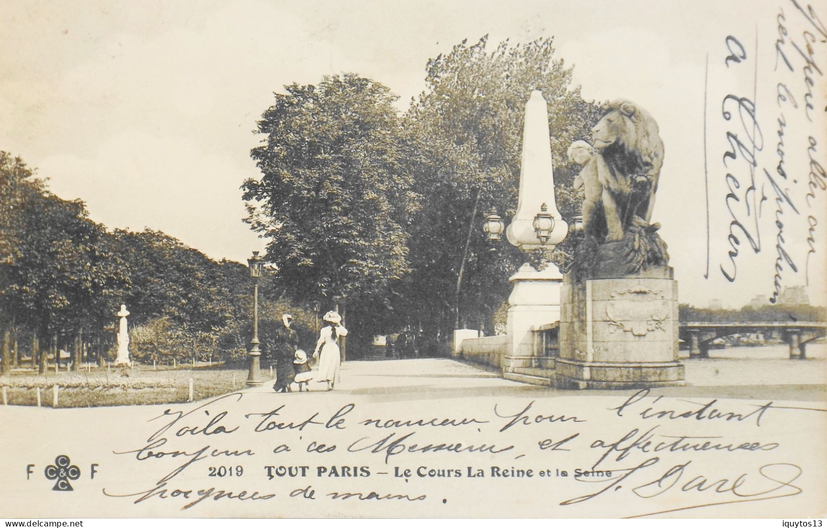 CPA. [75] > TOUT PARIS > N° 2019 - Le Cours La Reine Et La Seine - (VIIIe Arrt.) - 1909 - Coll. F. Fleury - TBE - Distrito: 08