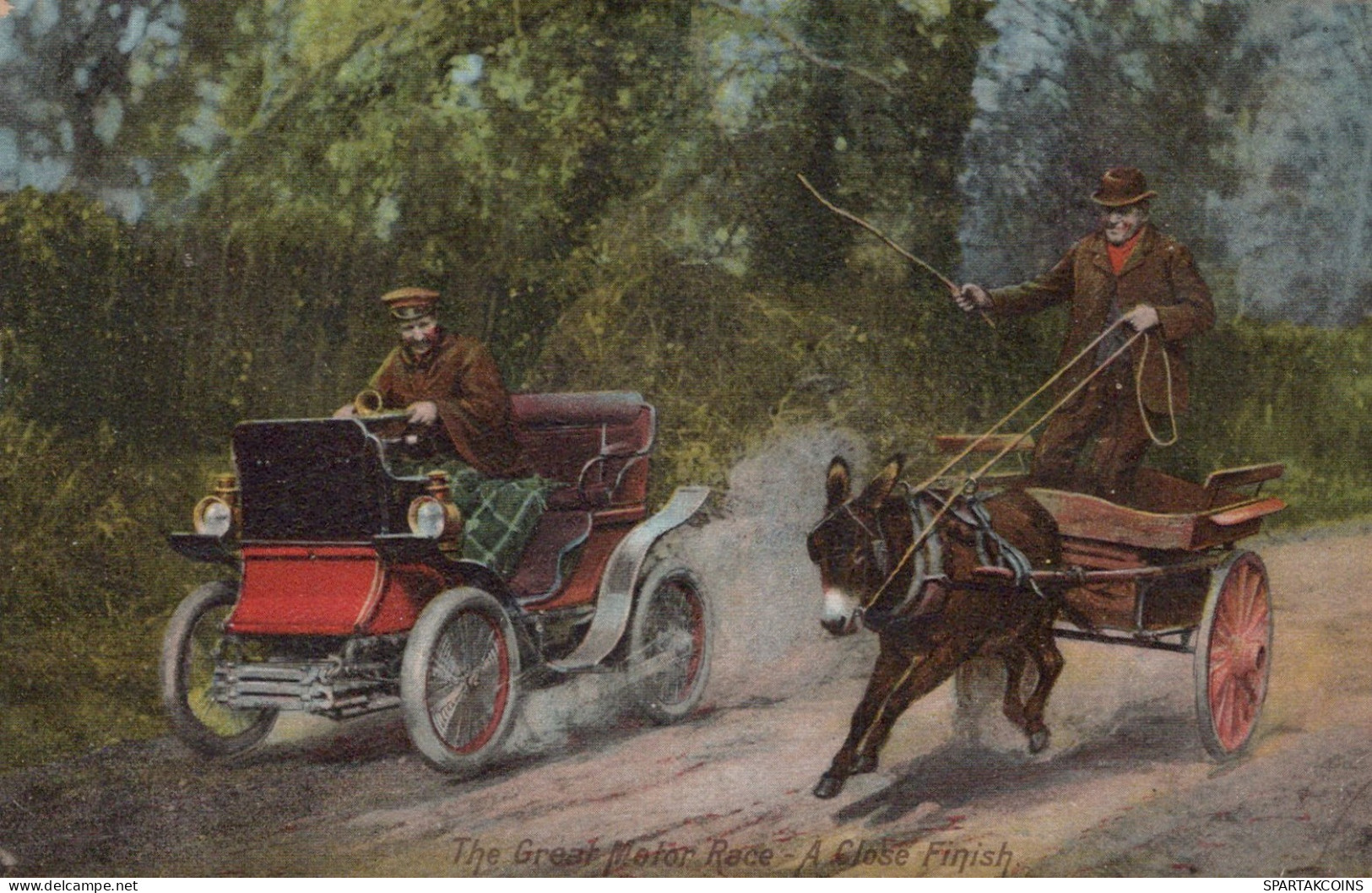 1907 DONKEY Animals Car Auto Vintage Antique Old CPA Postcard #PAA116.GB - Asino