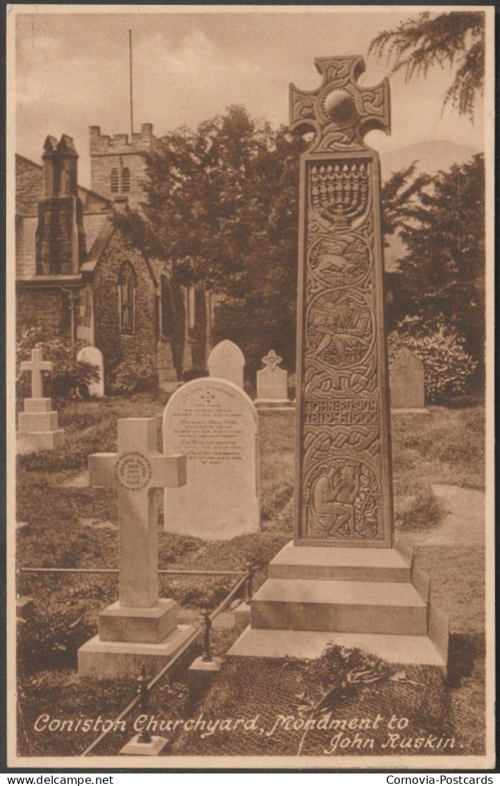 Monument To John Ruskin, Coniston Churchyard, Lancashire, C.1920 - Frith's Postcard - Andere & Zonder Classificatie