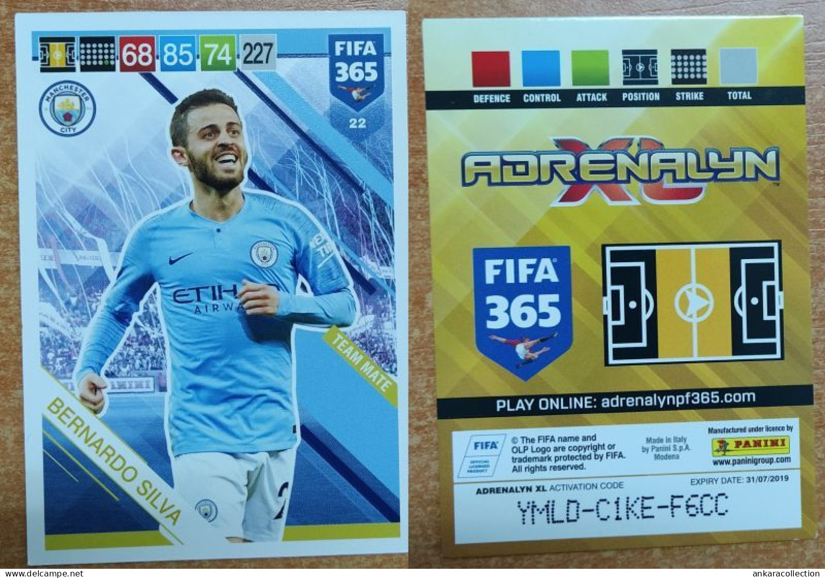 AC - 22 BERNARDO SILVA  MANCHESTER CITY  PANINI FIFA 365 2019 ADRENALYN TRADING CARD - Trading Cards