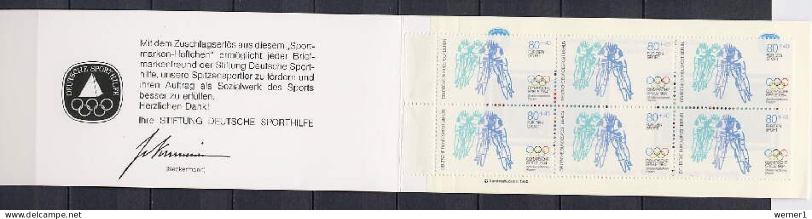 Germany - Berlin 1984 Olympic Games Los Angeles, Cycling Stamp Booklet With 6 Stamps + Vignette MNH - Verano 1984: Los Angeles