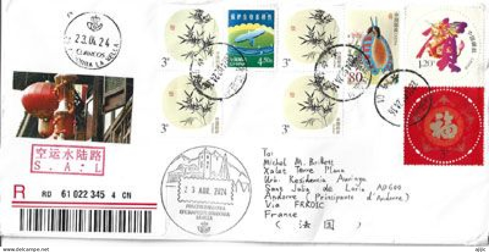 2024. Registered Philatelic Letter From China To Andorra (Principality) With Illustrated Arrival Postmarks - Covers & Documents