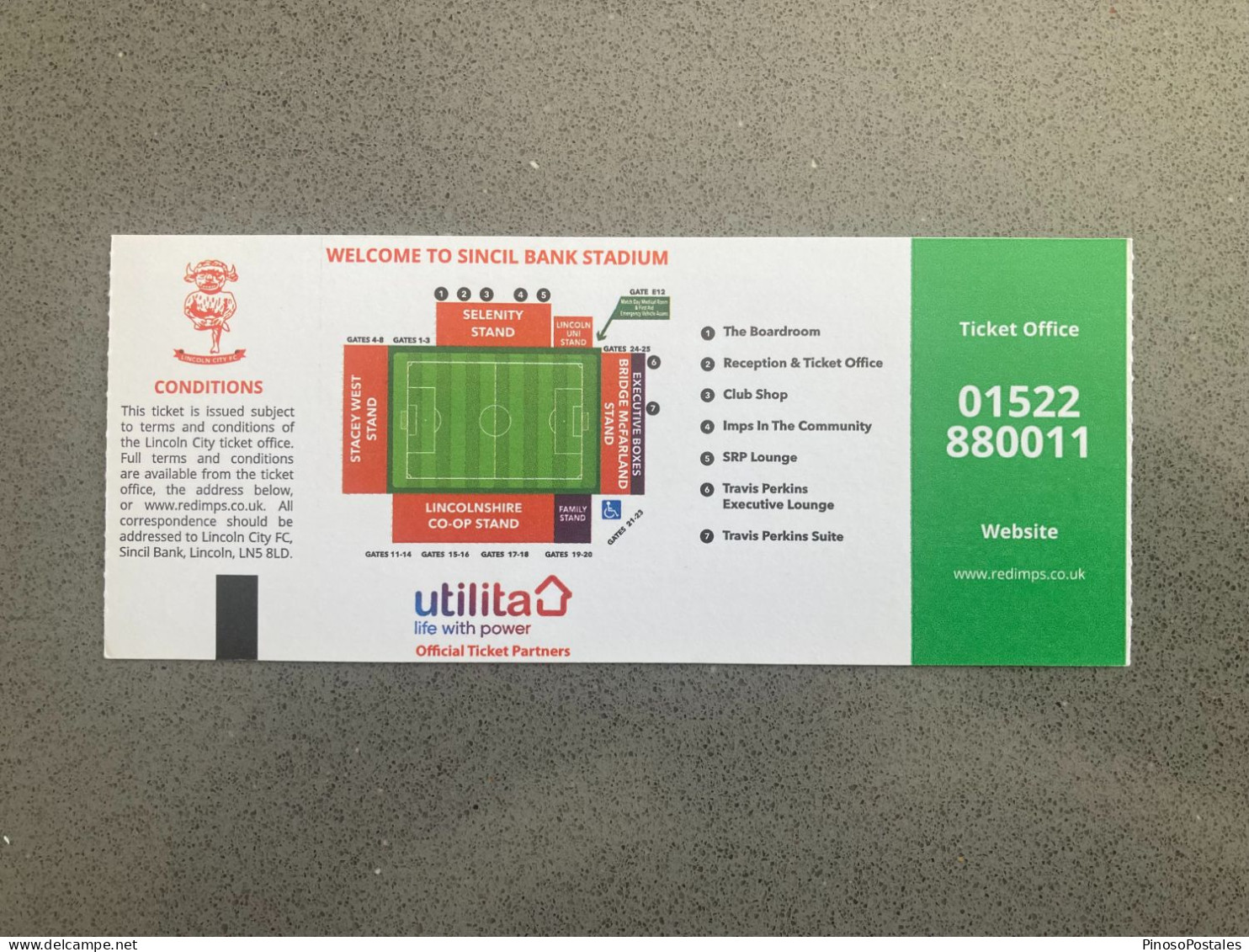 Lincoln City V Notts County 2018-19 Match Ticket - Tickets & Toegangskaarten