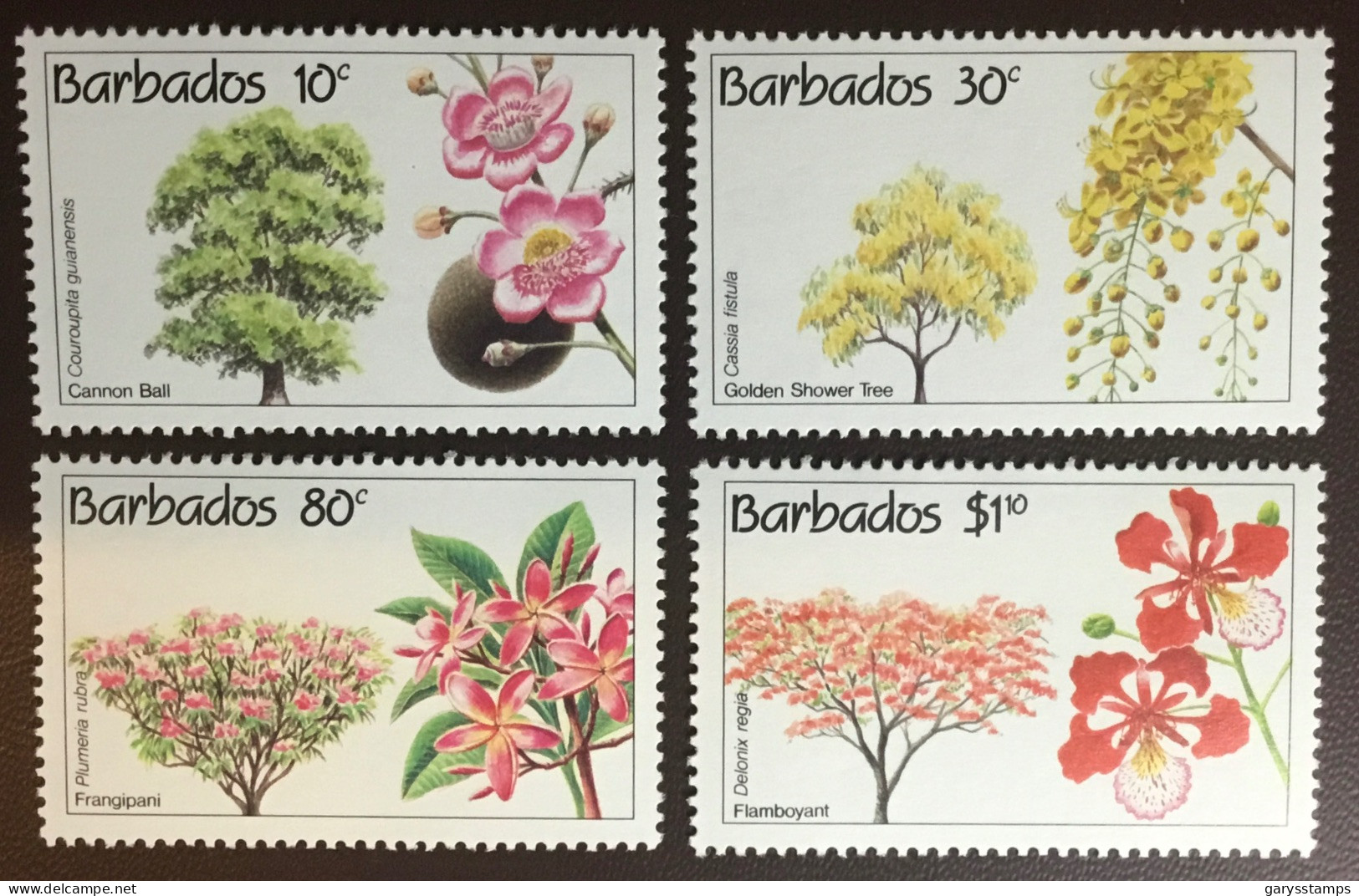 Barbados 1992 Flowering Trees MNH - Árboles
