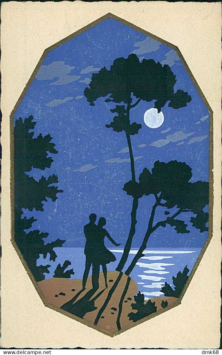 MESCHINI SIGNED 1920s HAND PAINTED POSTCARD / DIPINTA A MANO - COUPLE - EDIT ARS NOVA  (5665) - Sonstige & Ohne Zuordnung