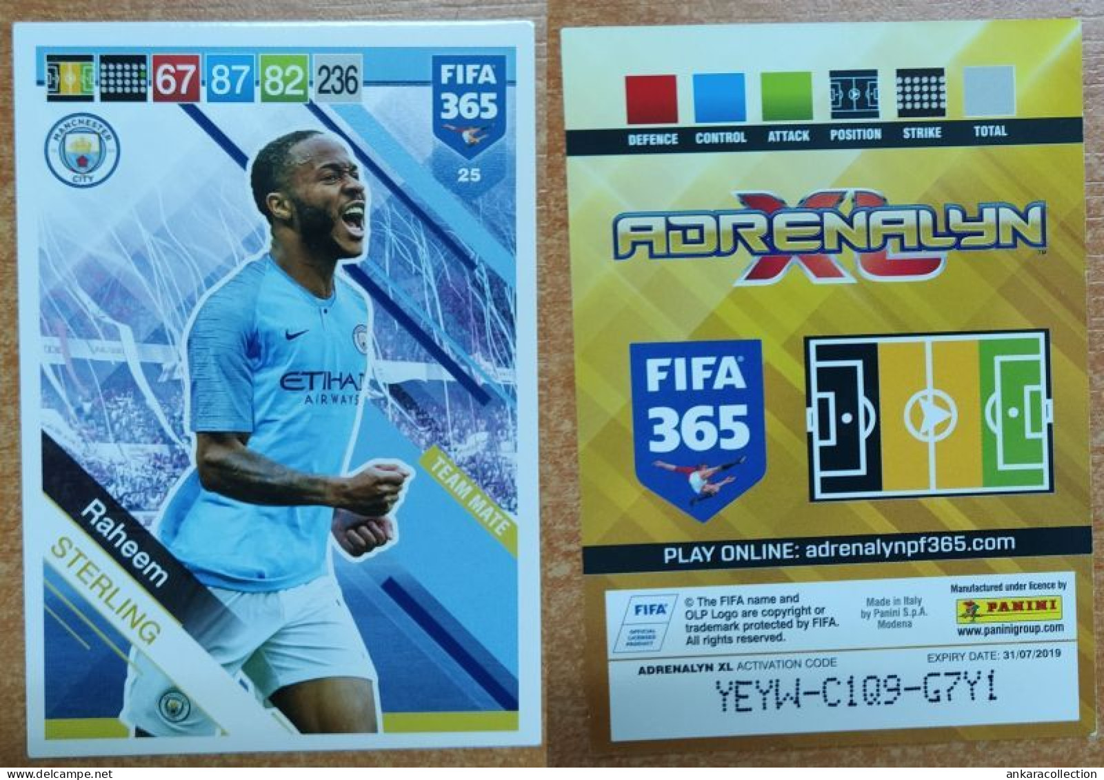 AC - 25 RAHEEM STERLING  MANCHESTER CITY  PANINI FIFA 365 2019 ADRENALYN TRADING CARD - Trading-Karten