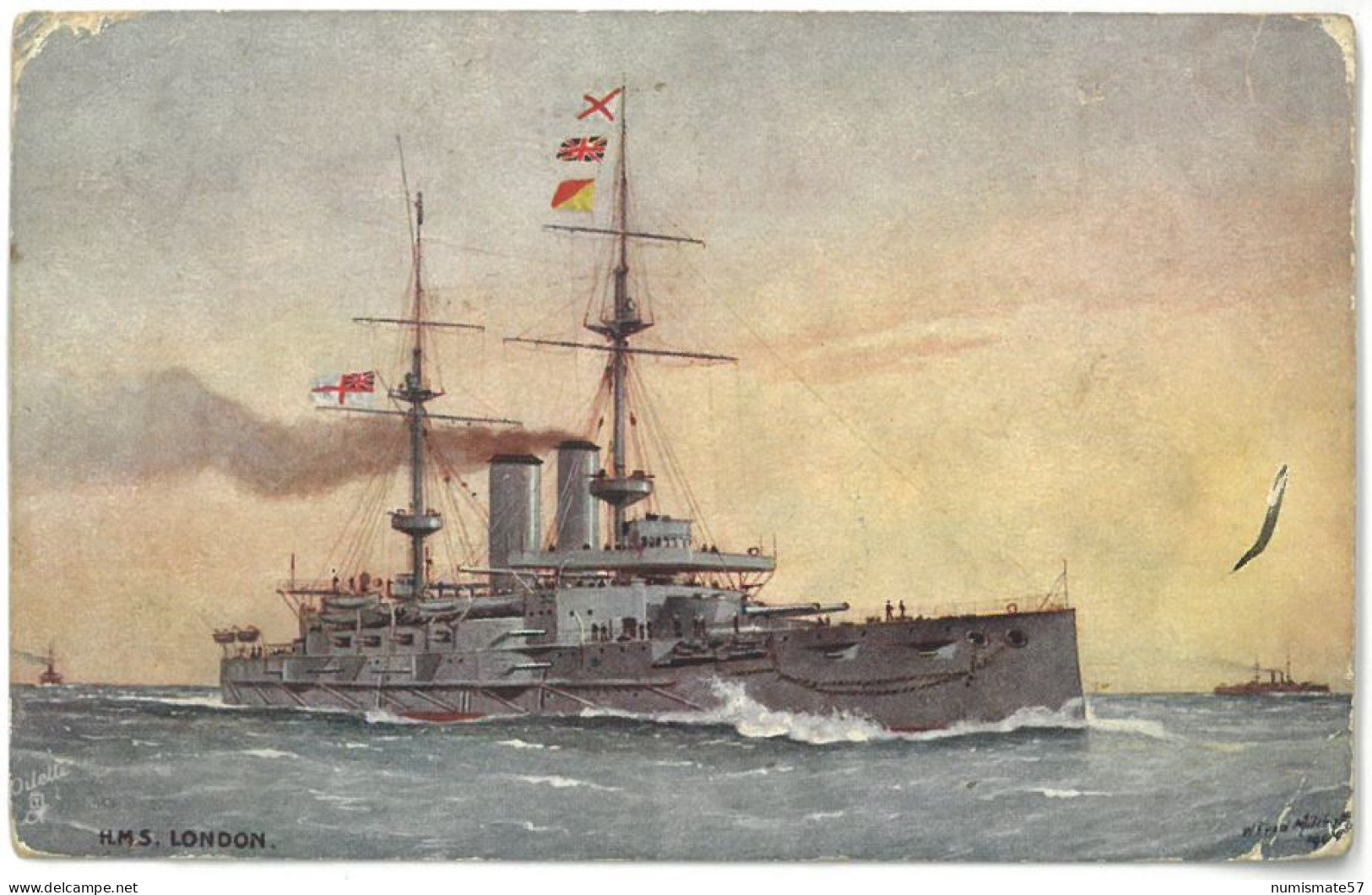 CPA HMS LONDON - Ed. Raphael Tuck & Sons Oilette - Our Ironclads - Series V - Warships