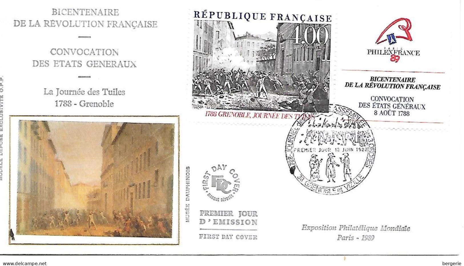 1er/ Jour   1988    -   Tableau Du Bicentenaire De La Révolution Française - 1980-1989