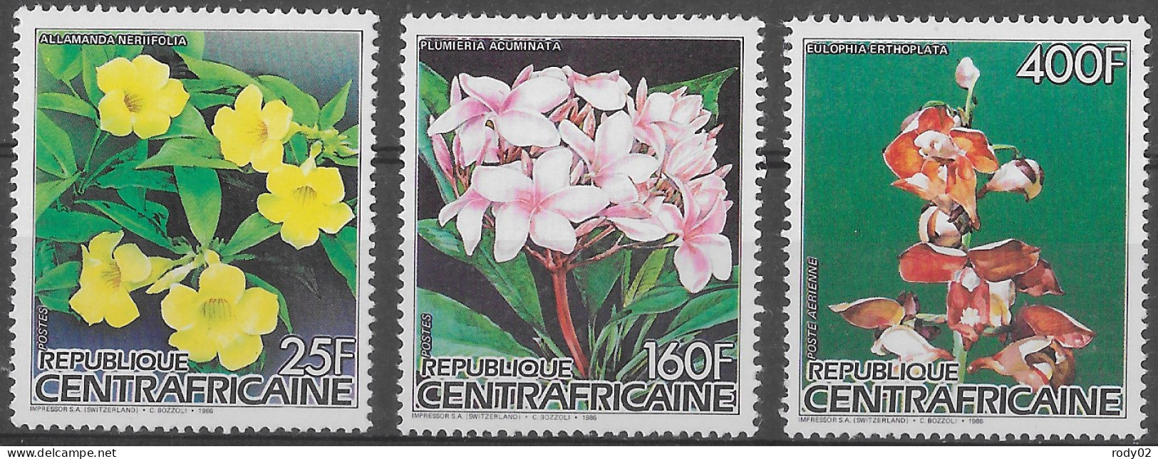 CENTRAFRIQUE - FLEURS - N° 735, 737 ET PA 346 - NEUF** MNH - Andere & Zonder Classificatie