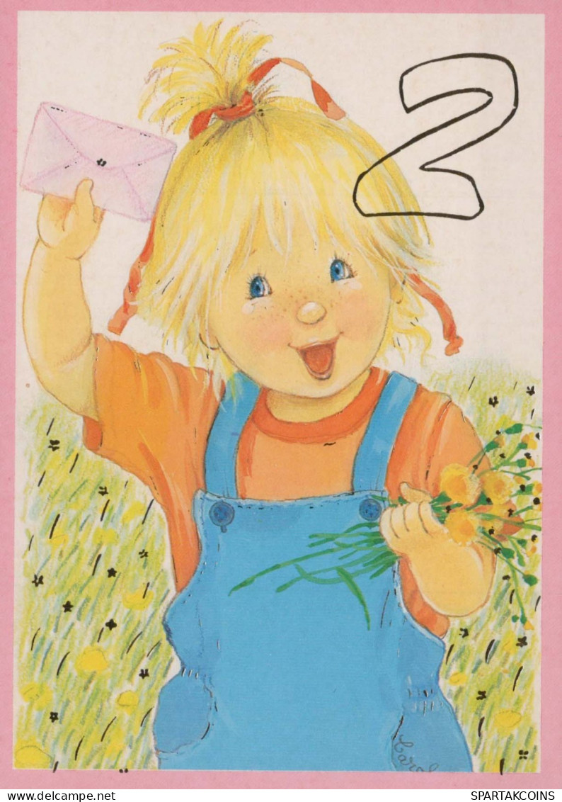 JOYEUX ANNIVERSAIRE 2 Ans FILLE ENFANTS Vintage Postal CPSM #PBT844.FR - Anniversaire