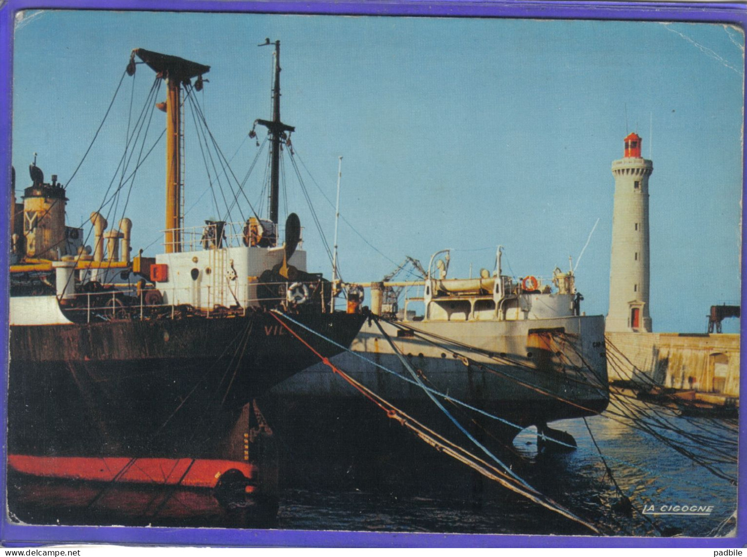 Carte Postale 34. Sete  (Cette) Cargos Et Le Phare  Très Beau Plan - Sete (Cette)