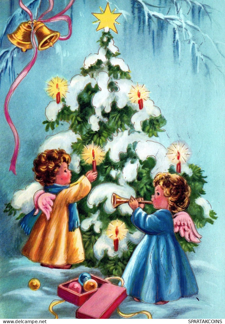 ANGELO Buon Anno Natale Vintage Cartolina CPSM #PAH432.IT - Angeles