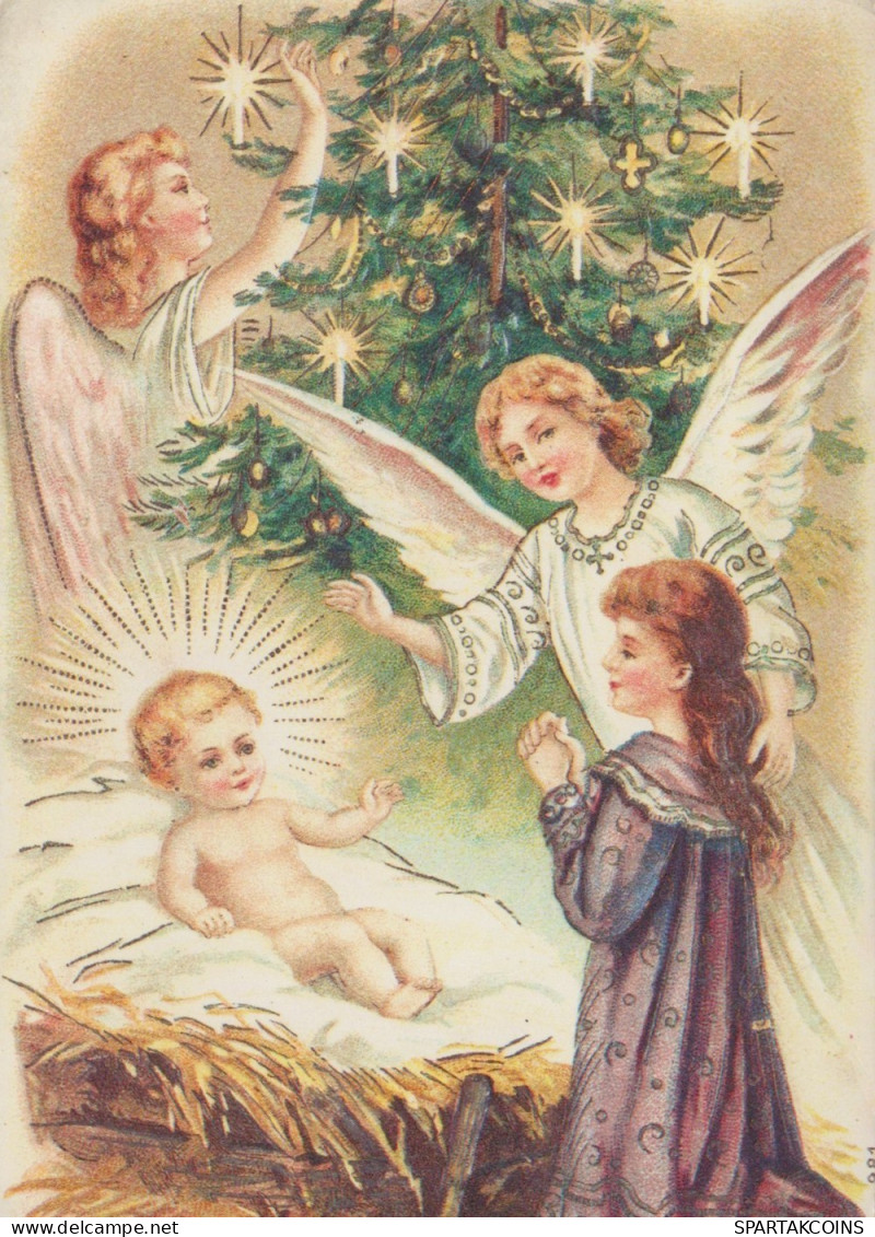 ANGELO Buon Anno Natale Vintage Cartolina CPSM #PAH236.IT - Angeles