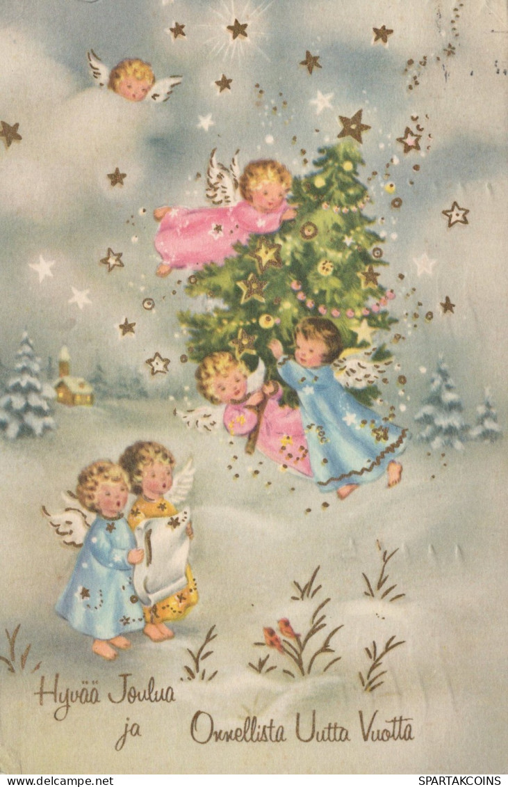 ANGELO Buon Anno Natale Vintage Cartolina CPSMPF #PAG860.IT - Anges