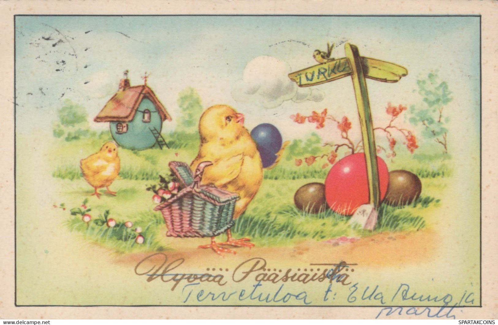 OSTERN HUHN EI Vintage Ansichtskarte Postkarte CPA #PKE408.DE - Pâques