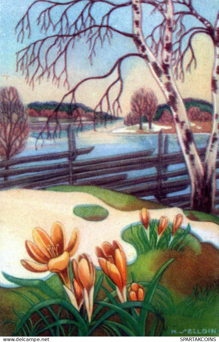 OSTERN FLOWERS Vintage Ansichtskarte Postkarte CPA #PKE157.DE - Easter