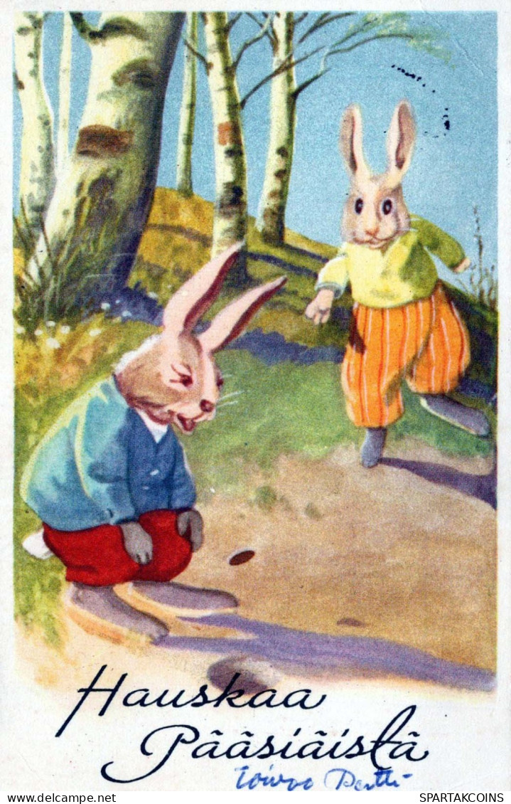 OSTERN KANINCHEN Vintage Ansichtskarte Postkarte CPA #PKE282.DE - Easter