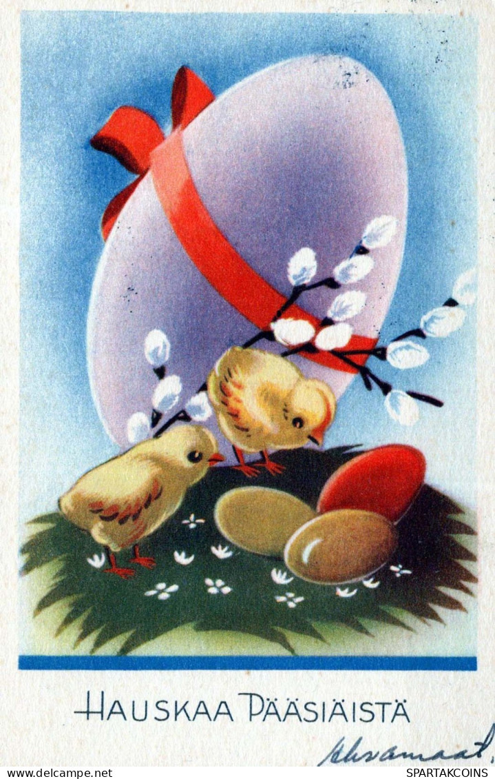 OSTERN HUHN EI Vintage Ansichtskarte Postkarte CPA #PKE091.DE - Pâques