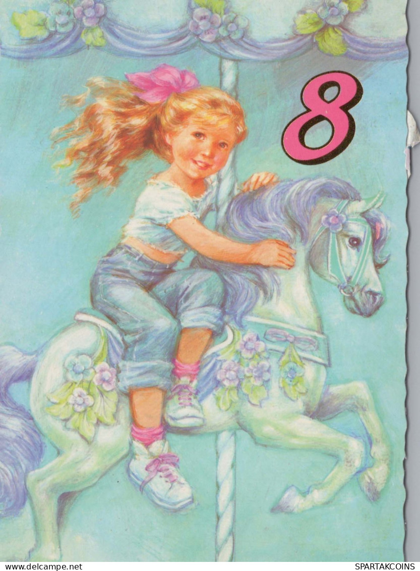 ALLES GUTE ZUM GEBURTSTAG 8 Jährige MÄDCHEN KINDER Vintage Postal CPSM #PBT783.DE - Anniversaire