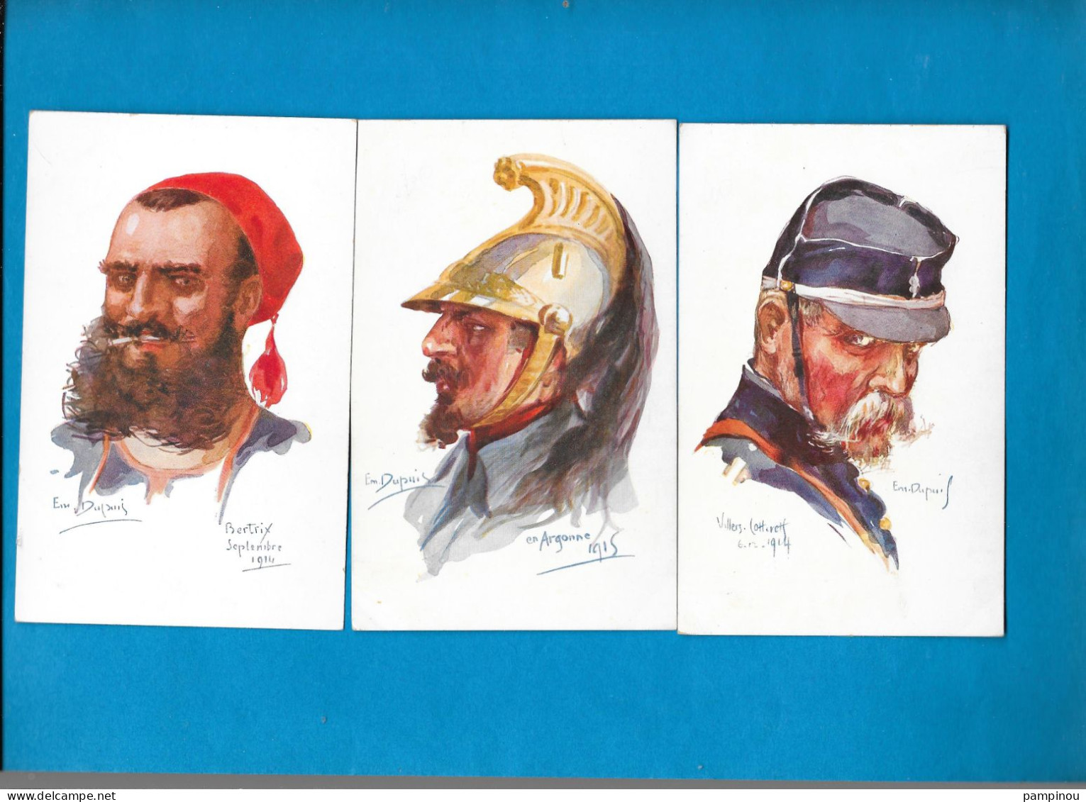 E.  DUPUIS - Lot 3 Cpa Portraits Milittaires Guerre 14/18 - Illustrations - Dupuis, Emile