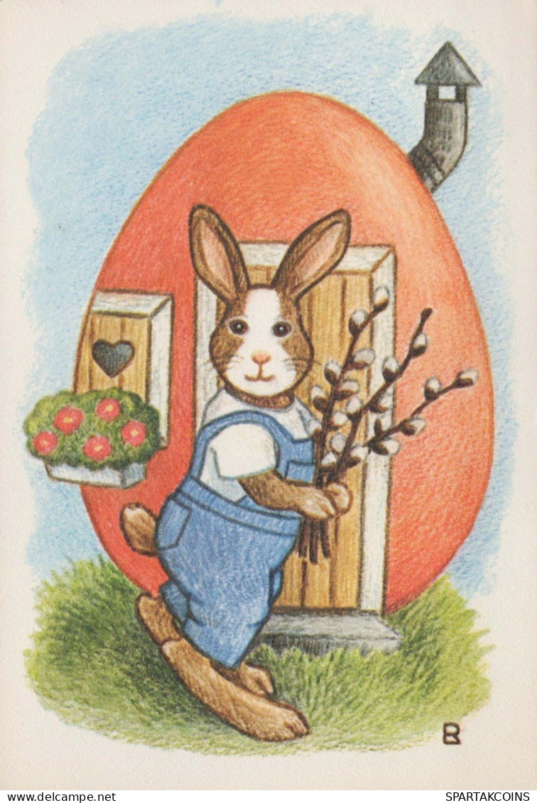 OSTERN KANINCHEN EI Vintage Ansichtskarte Postkarte CPSM #PBO396.DE - Ostern