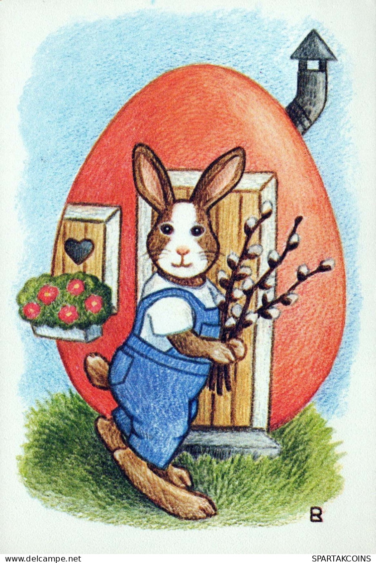 OSTERN KANINCHEN EI Vintage Ansichtskarte Postkarte CPSM #PBO396.DE - Easter