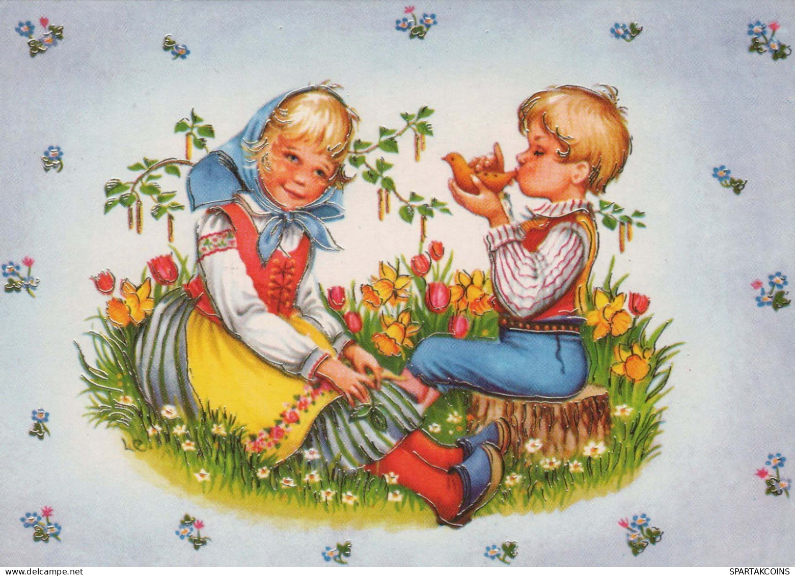 OSTERN KINDER Vintage Ansichtskarte Postkarte CPSM #PBO331.DE - Easter