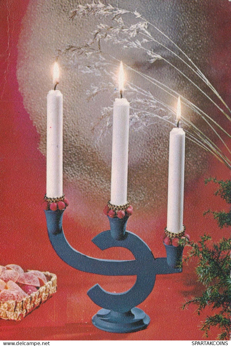 Neujahr Weihnachten KERZE Vintage Ansichtskarte Postkarte CPSM #PBN772.DE - Nouvel An