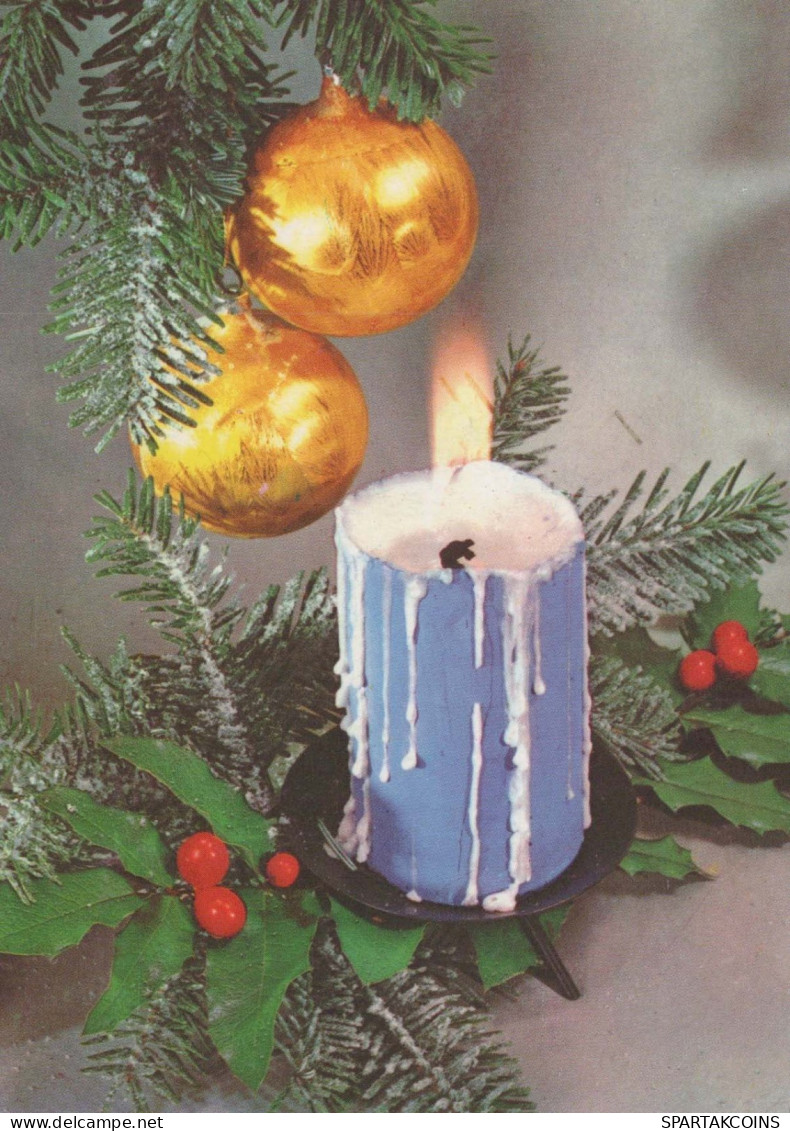 Neujahr Weihnachten KERZE Vintage Ansichtskarte Postkarte CPSM #PBN651.DE - Nouvel An