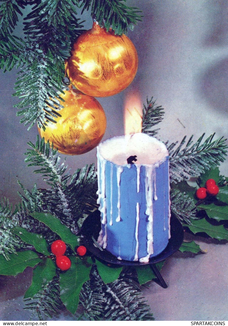 Neujahr Weihnachten KERZE Vintage Ansichtskarte Postkarte CPSM #PBN651.DE - Nouvel An