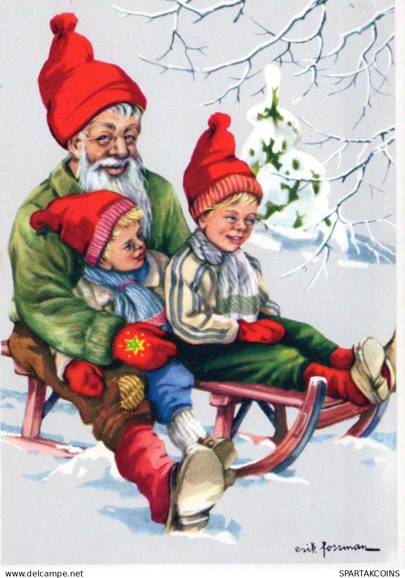 Neujahr Weihnachten GNOME Vintage Ansichtskarte Postkarte CPSM #PBL885.DE - Nouvel An