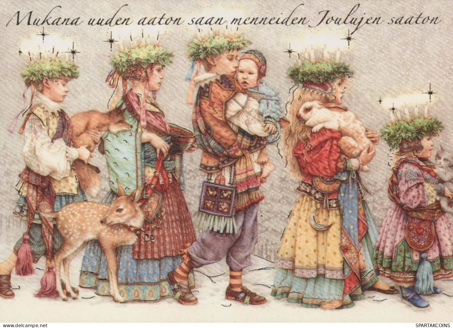 Neujahr Weihnachten KINDER Vintage Ansichtskarte Postkarte CPSM #PBM316.DE - Nouvel An