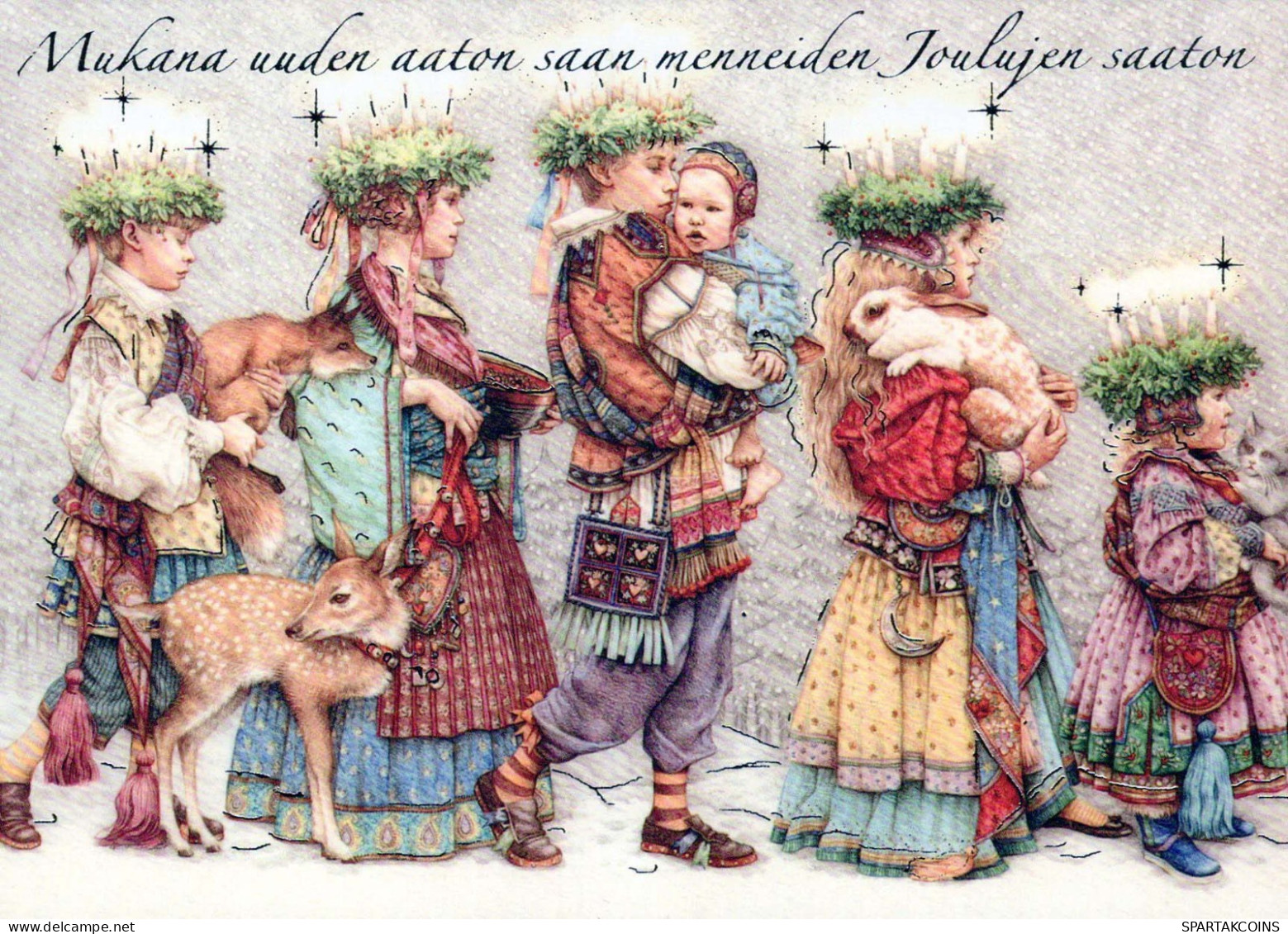 Neujahr Weihnachten KINDER Vintage Ansichtskarte Postkarte CPSM #PBM316.DE - Nouvel An